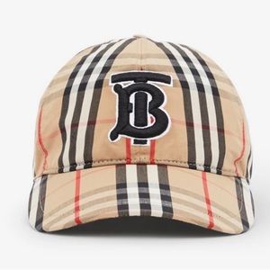 New Burberry Monogram Vintage Check Cotton Baseball Cap